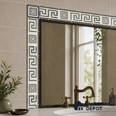 Moroccan Tile Border TL 05916 B Spatial Accent Series 2 x 2 inch Vitrified Matte Finish Center Tile - 9 mm | Suitable for Decorative Highlighter Border