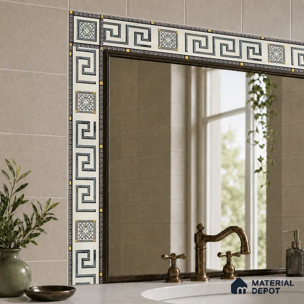 Moroccan Tile Border TL 05916 B Spatial Accent Series 2 x 2 inch Vitrified Matte Finish Center Tile - 9 mm | Suitable for Decorative Highlighter Border