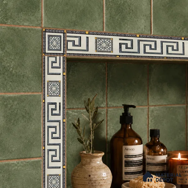 Moroccan Tile Border TL 05916 Spatial Accent Series 1 ft x 2 inch Vitrified Matte Finish Tile Border - 9 mm | Suitable for Decorative Highlighter Border