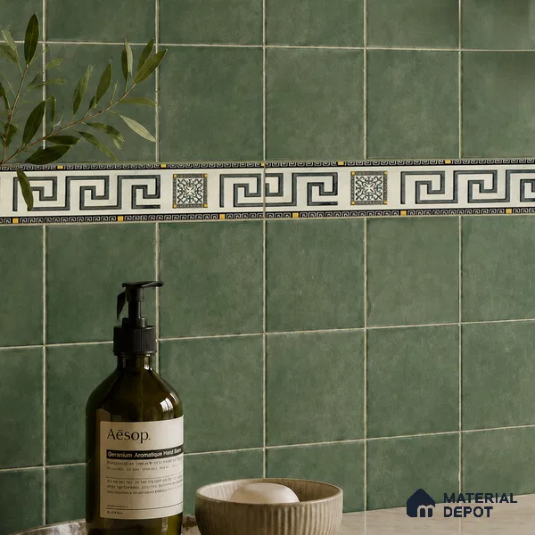 Moroccan Tile Border TL 05916 Spatial Accent Series 1 ft x 2 inch Vitrified Matte Finish Tile Border - 9 mm | Suitable for Decorative Highlighter Border