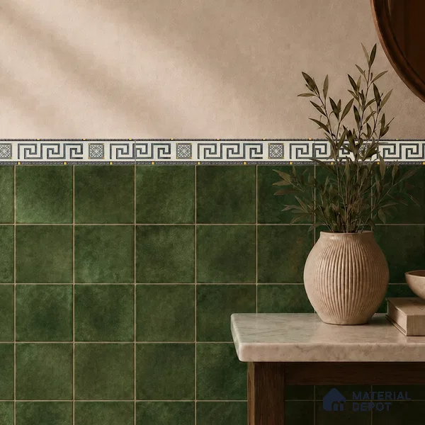 Moroccan Tile Border TL 05916 Spatial Accent Series 1 ft x 2 inch Vitrified Matte Finish Tile Border - 9 mm | Suitable for Decorative Highlighter Border