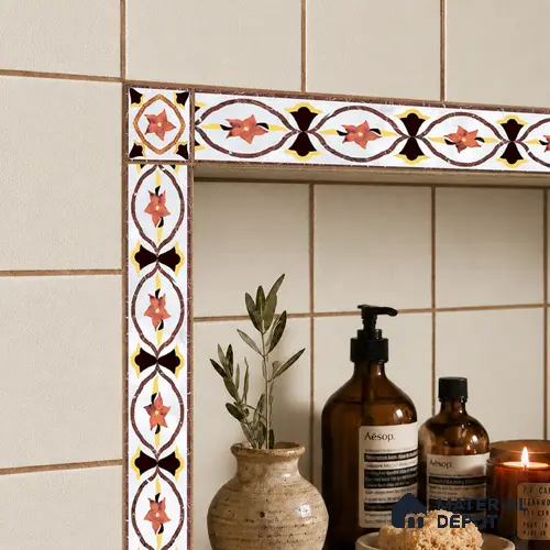 Patterned Tile Border TL 05917 B Spatial Accent Series 2 x 2 inch Vitrified Matte Finish Center Tile - 9 mm | Suitable for Decorative Highlighter Border