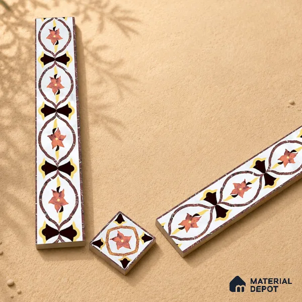 Patterned Tile Border TL 05917 B Spatial Accent Series 2 x 2 inch Vitrified Matte Finish Center Tile - 9 mm | Suitable for Decorative Highlighter Border