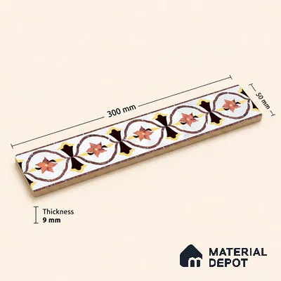 Patterned Tile Border TL 05917 Spatial Accent Series 1 ft x 2 inch Vitrified Matte Finish Tile Border - 9 mm | Suitable for Decorative Highlighter Border
