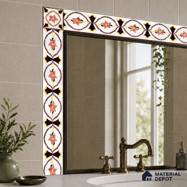 Patterned Tile Border TL 05917 Spatial Accent Series 1 ft x 2 inch Vitrified Matte Finish Tile Border - 9 mm | Suitable for Decorative Highlighter Border