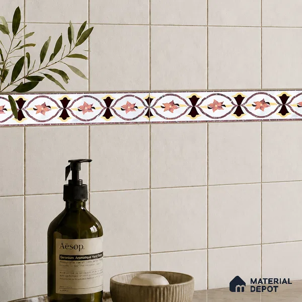 Patterned Tile Border TL 05917 Spatial Accent Series 1 ft x 2 inch Vitrified Matte Finish Tile Border - 9 mm | Suitable for Decorative Highlighter Border