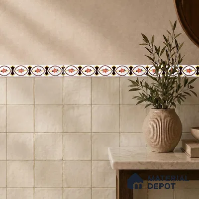 Patterned Tile Border TL 05917 Spatial Accent Series 1 ft x 2 inch Vitrified Matte Finish Tile Border - 9 mm | Suitable for Decorative Highlighter Border