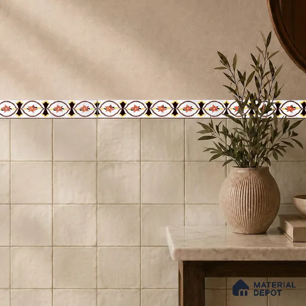 Patterned Tile Border TL 05917 Spatial Accent Series 1 ft x 2 inch Vitrified Matte Finish Tile Border - 9 mm | Suitable for Decorative Highlighter Border