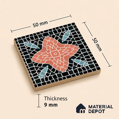 Moroccan Tile Border TL 05918 B Spatial Accent Series 2 x 2 inch Vitrified Matte Finish Center Tile - 9 mm | Suitable for Decorative Highlighter Border