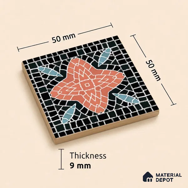 Moroccan Tile Border TL 05918 B Spatial Accent Series 2 x 2 inch Vitrified Matte Finish Center Tile - 9 mm | Suitable for Decorative Highlighter Border