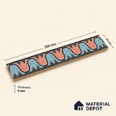 Moroccan Tile Border TL 05918 Spatial Accent Series 1 ft x 2 inch Vitrified Matte Finish Tile Border - 9 mm | Suitable for Decorative Highlighter Border