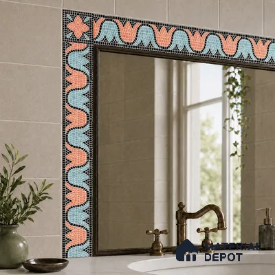 Moroccan Tile Border TL 05918 Spatial Accent Series 1 ft x 2 inch Vitrified Matte Finish Tile Border - 9 mm | Suitable for Decorative Highlighter Border
