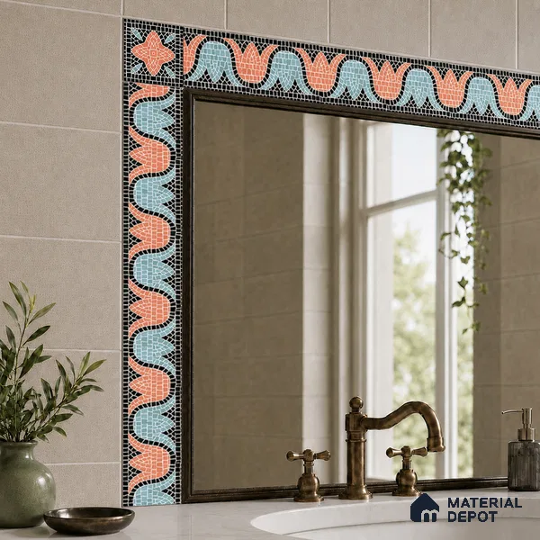 Moroccan Tile Border TL 05918 Spatial Accent Series 1 ft x 2 inch Vitrified Matte Finish Tile Border - 9 mm | Suitable for Decorative Highlighter Border
