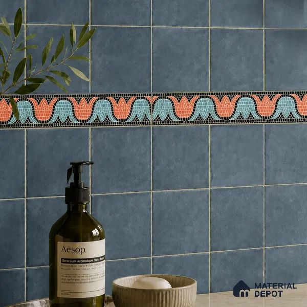 Moroccan Tile Border TL 05918 Spatial Accent Series 1 ft x 2 inch Vitrified Matte Finish Tile Border - 9 mm | Suitable for Decorative Highlighter Border
