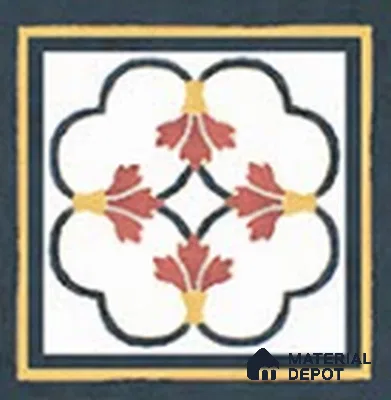 Floral Tile Border TL 05920 B Spatial Accent Series 2 x 2 inch Vitrified Matte Finish Center Tile - 9 mm | Suitable for Decorative Highlighter Border