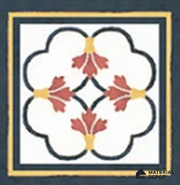 Floral Tile Border TL 05920 B Spatial Accent Series 2 x 2 inch Vitrified Matte Finish Center Tile - 9 mm | Suitable for Decorative Highlighter Border
