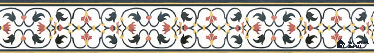 Floral Tile Border TL 05920 Spatial Accent Series 1 ft x 2 inch Vitrified Matte Finish Tile Border - 9 mm | Suitable for Decorative Highlighter Border