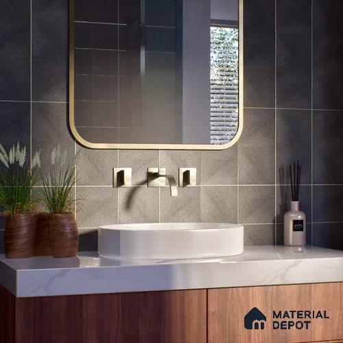 Subway Wall & Floor Tile TL 05921 Wave Line Wave Gray 148 mm x 148 mm Vitrified - 9 mm | Random Mix Patterns | Suitable For Kitchen, Accent/Feature Wall, Bathroom