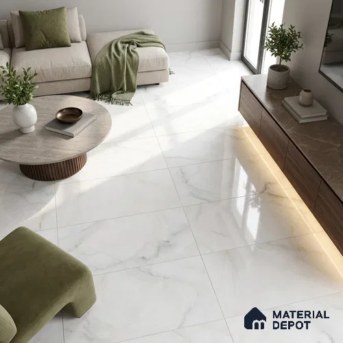 Budget Friendly Marble Onyx Wall & Floor Value For Money Tile TL 05937 Off-White 4 ft x 2 ft Glossy Finish Vitrified Tile - 8.5 mm | 3 Random Designs | Suitable For Living Room, Bedroom, Dining