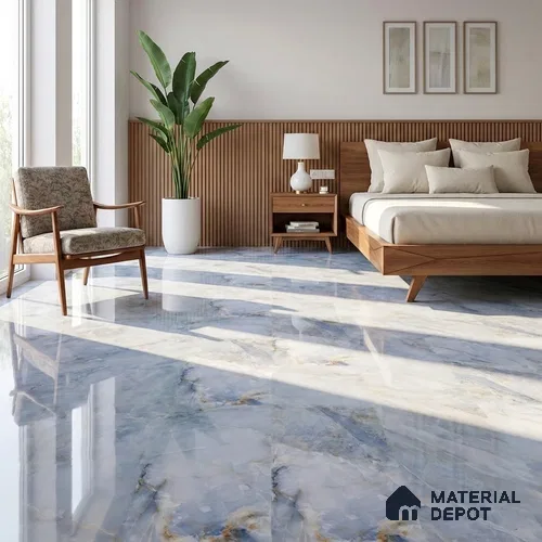 Budget Friendly Marble Wall & Floor Tile Value for Money TL 05938 B Terravia Azulora Onyx 4 ft x 2 ft - Vitrified  Glossy Finish - 8.5 mm | 3 Random Designs | Suitable for Living Room, Bedroom & Bathroom