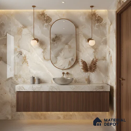 Budget Friendly Endless Wall & Floor Tile Value for Money TL 05938 Terravia Aurix Onyx 4 ft x 2 ft - Vitrified Endless Glossy Finish - 8.5 mm | 7 Random Designs | Suitable for Living Room, Bedroom & Bathroom