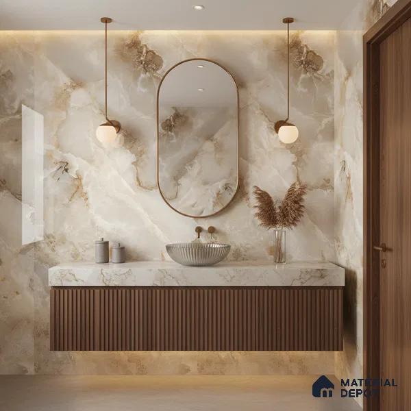 Budget Friendly Endless Wall & Floor Tile Value for Money TL 05938 Terravia Aurix Onyx 4 ft x 2 ft - Vitrified Endless Glossy Finish - 8.5 mm | 7 Random Designs | Suitable for Living Room, Bedroom & Bathroom