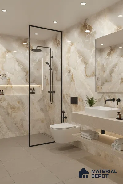 Budget Friendly Endless Wall & Floor Tile Value for Money TL 05938 Terravia Aurix Onyx 4 ft x 2 ft - Vitrified Endless Glossy Finish - 8.5 mm | 7 Random Designs | Suitable for Living Room, Bedroom & Bathroom