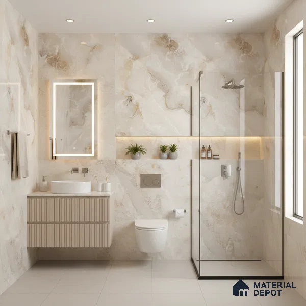Budget Friendly Endless Wall & Floor Tile Value for Money TL 05938 Terravia Aurix Onyx 4 ft x 2 ft - Vitrified Endless Glossy Finish - 8.5 mm | 7 Random Designs | Suitable for Living Room, Bedroom & Bathroom