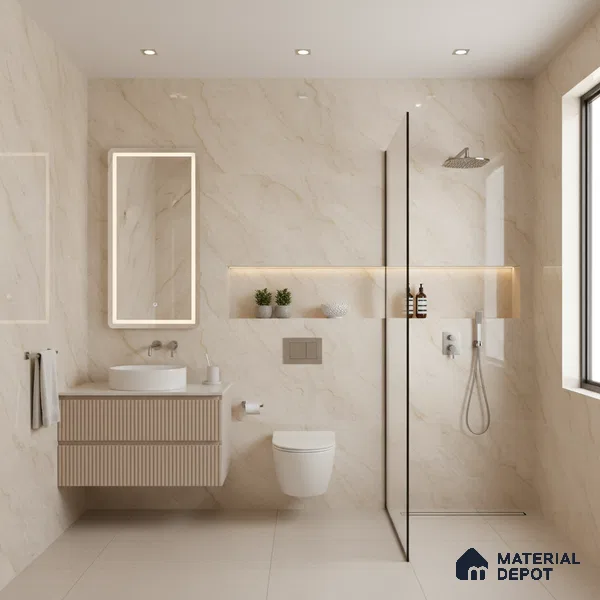 Budget Friendly Endless Wall & Floor Tile Value for Money TL 05939 Terravia Camelis 4 ft x 2 ft - Vitrified Endless Glossy Finish - 8.5 mm | 7 Random Designs | Suitable for Living Room, Bedroom & Bathroom (Sample)