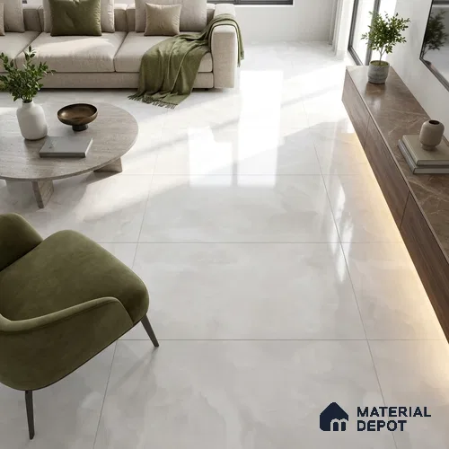 Budget Friendly Marble Onyx Wall & Floor Value For Money Tile TL 05943 Milky White 4 ft x 2 ft Glossy Finish Vitrified Tile - 8.5 mm | 4 Random Designs | Suitable For Living Room, Bedroom, Dining