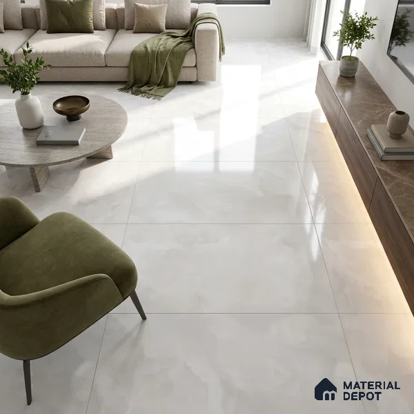 Budget Friendly Marble Onyx Wall & Floor Value For Money Tile TL 05943 Milky White 4 ft x 2 ft Glossy Finish Vitrified Tile - 8.5 mm | 4 Random Designs | Suitable For Living Room, Bedroom, Dining