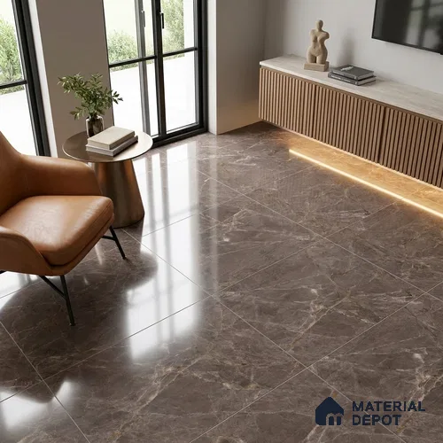 Budget Friendly Marble Endless Fior di Bosco Wall & Floor Value For Money Tile TL 05944 B Mushroom Grey 4 ft x 2 ft Glossy Finish Vitrified Tile - 8.5 mm | 5 Random Designs | Suitable For Living Room, Bedroom, Dining