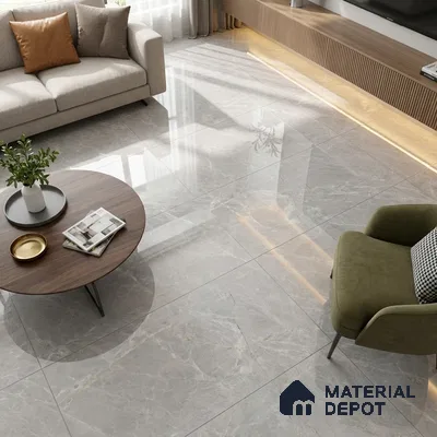 Budget Friendly Marble Endless Tundra Grey Wall & Floor Value For Money Tile TL 05944 Light Grey 4 ft x 2 ft Glossy Finish Vitrified Tile - 8.5 mm | 7 Random Designs | Suitable For Living Room, Bedroom, Dining
