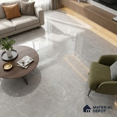 Budget Friendly Marble Endless Tundra Grey Wall & Floor Value For Money Tile TL 05944 Light Grey 4 ft x 2 ft Glossy Finish Vitrified Tile - 8.5 mm | 7 Random Designs | Suitable For Living Room, Bedroom, Dining