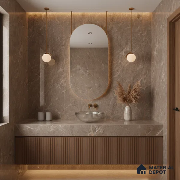 Budget Friendly Endless Wall & Floor Tile Value for Money TL 05949 C Terravia Crubrun 4 ft x 2 ft - Vitrified Endless Glossy Finish - 8.5 mm | 4 Random Designs | Suitable for Living Room, Bedroom & Bathroom (Sample)