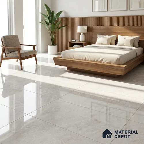 Budget Friendly Endless Wall & Floor Tile Value for Money TL 05949 Terravia Cruvian Bianco 4 ft x 2 ft - Vitrified Endless Glossy Finish - 8.5 mm | 4 Random Designs | Suitable for Living Room, Bedroom & Bathroom