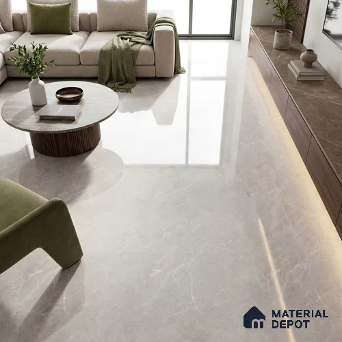 Budget Friendly Marble Endless Tundra Grey Wall & Floor Value For Money Tile TL 05949 Light Grey 4 ft x 2 ft Glossy Finish Vitrified Tile - 8.5 mm | 4 Random Designs | Suitable For Living Room, Bedroom, Dining
