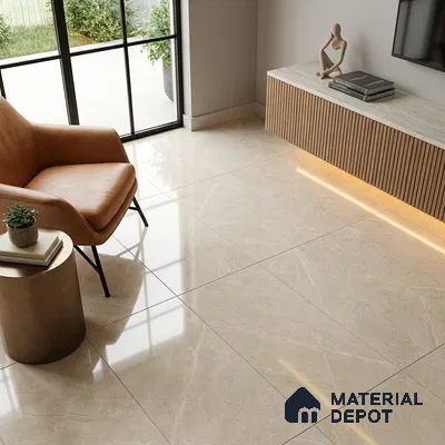 Budget Friendly Marble Endless Crema Marfil Wall & Floor Value For Money Tile TL 05951 Oat Beige 4 ft x 2 ft Glossy Finish Vitrified Tile - 8.5 mm | 4 Random Designs | Suitable For Living Room, Bedroom, Dining