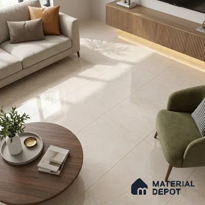 Budget Friendly Marble Endless Crema Marfil Wall & Floor Value For Money Tile TL 05954 Warm Beige 4 ft x 2 ft Glossy Finish Vitrified Tile - 8.5 mm | 4 Random Designs | Suitable For Living Room, Bedroom, Dining