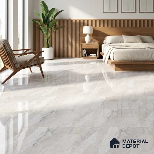 Budget Friendly Endless Wall & Floor Tile Value for Money TL 05957 Terravia Etavix Bianco 4 ft x 2 ft - Vitrified Endless Glossy Finish - 8.5 mm | 4 Random Designs | Suitable for Living Room, Bedroom & Bathroom