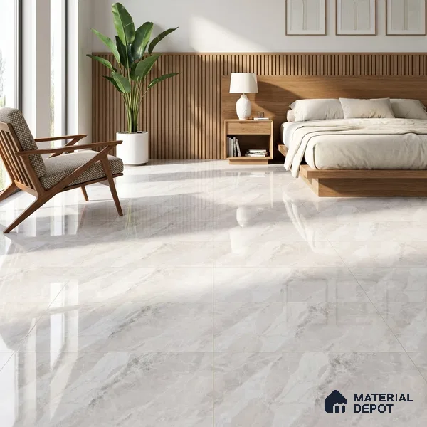 Budget Friendly Endless Wall & Floor Tile Value for Money TL 05957 Terravia Etavix Bianco 4 ft x 2 ft - Vitrified Endless Glossy Finish - 8.5 mm | 4 Random Designs | Suitable for Living Room, Bedroom & Bathroom
