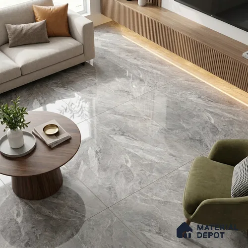 Budget Friendly Marble Endless Tundra Grey Wall & Floor Value For Money Tile TL 05958 Light Grey 4 ft x 2 ft Glossy Finish Vitrified Tile - 8.5 mm | 4 Random Designs | Suitable For Living Room, Bedroom, Dining