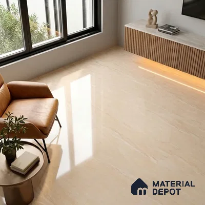 Budget Friendly Marble Endless Crema Marfil Wall & Floor Value For Money Tile TL 05959 Sand Beige 4 ft x 2 ft Glossy Finish Vitrified Tile - 8.5 mm | 4 Random Designs | Suitable For Living Room, Bedroom, Dining