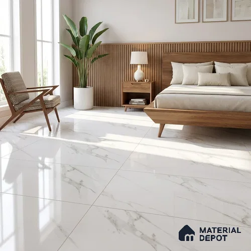 Budget Friendly Endless Wall & Floor Tile Value for Money TL 05964 Terravia Stellario Statuario 4 ft x 2 ft - Vitrified Endless Glossy Finish - 8.5 mm | 4 Random Designs | Suitable for Living Room, Bedroom & Bathroom