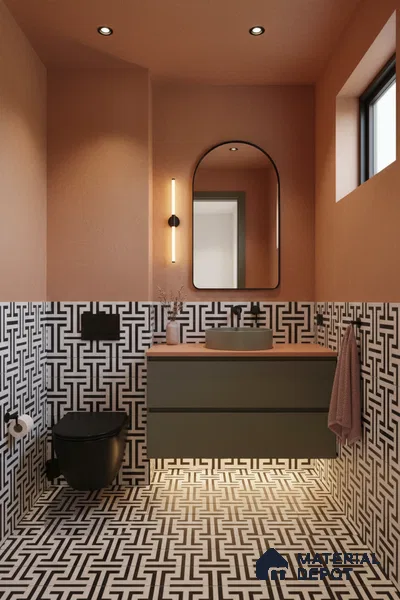 Moroccan Floor & Wall Tile TL 05969 Bauhaus Opulent Grid 1 ft x 1 ft Vitrified Matte Finish - 8 mm | Suitable for Bathroom, Kitchen,  Balcony | Please Expect a Slight Variation of Pattern