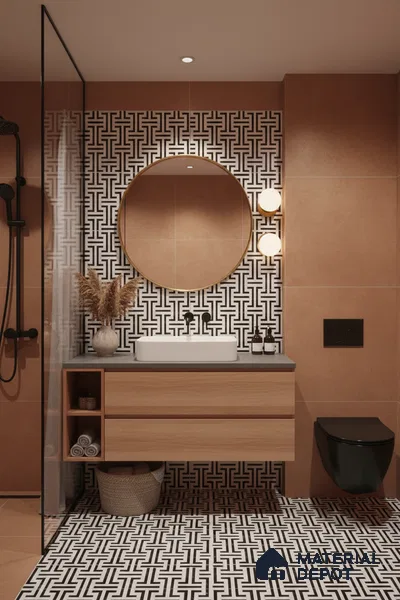 Moroccan Floor & Wall Tile TL 05969 Bauhaus Opulent Grid 1 ft x 1 ft Vitrified Matte Finish - 8 mm | Suitable for Bathroom, Kitchen,  Balcony | Please Expect a Slight Variation of Pattern