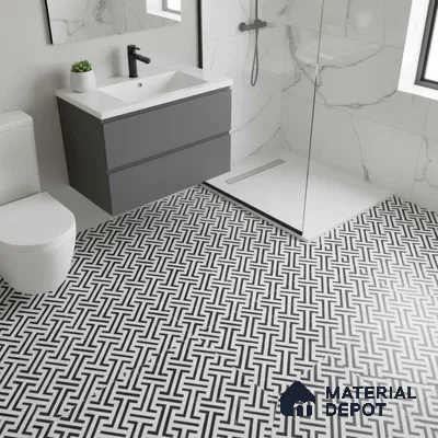 Moroccan Floor & Wall Tile TL 05969 Bauhaus Opulent Grid 1 ft x 1 ft Vitrified Matte Finish - 8 mm | Suitable for Bathroom, Kitchen,  Balcony | Please Expect a Slight Variation of Pattern