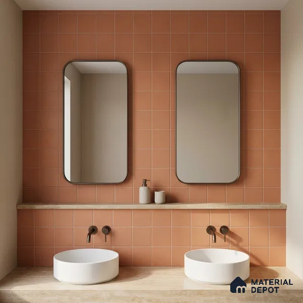 Subway Floor & Wall Tile TL 05981 B Plain Brown 200 x 200 mm Full Body Vitrified Matte Finish - 9 mm | Ideal For Bathroom, Kitchen, Dining Areas | 2 mm Spacer is Mandatory | Please Expect a Slight Variation of Pattern