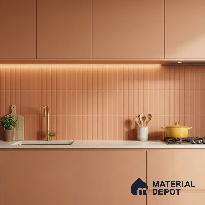 Subway Floor & Wall Tile TL 05981 C Strap Brown Punch 200 x 200 mm Full Body Vitrified Punch Matte Finish - 9 mm | Ideal For Bathroom, Kitchen, Dining Areas | 2 mm Spacer is Mandatory | Please Expect a Slight Variation of Pattern (Sample)