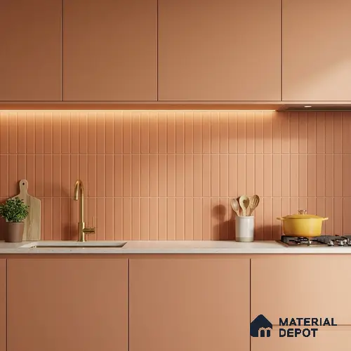 Subway Floor & Wall Tile TL 05981 C Strap Brown Punch 200 x 200 mm Full Body Vitrified Punch Matte Finish - 9 mm | Ideal For Bathroom, Kitchen, Dining Areas | 2 mm Spacer is Mandatory | Please Expect a Slight Variation of Pattern